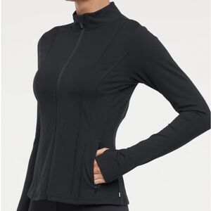 black zip-up athletic jacket